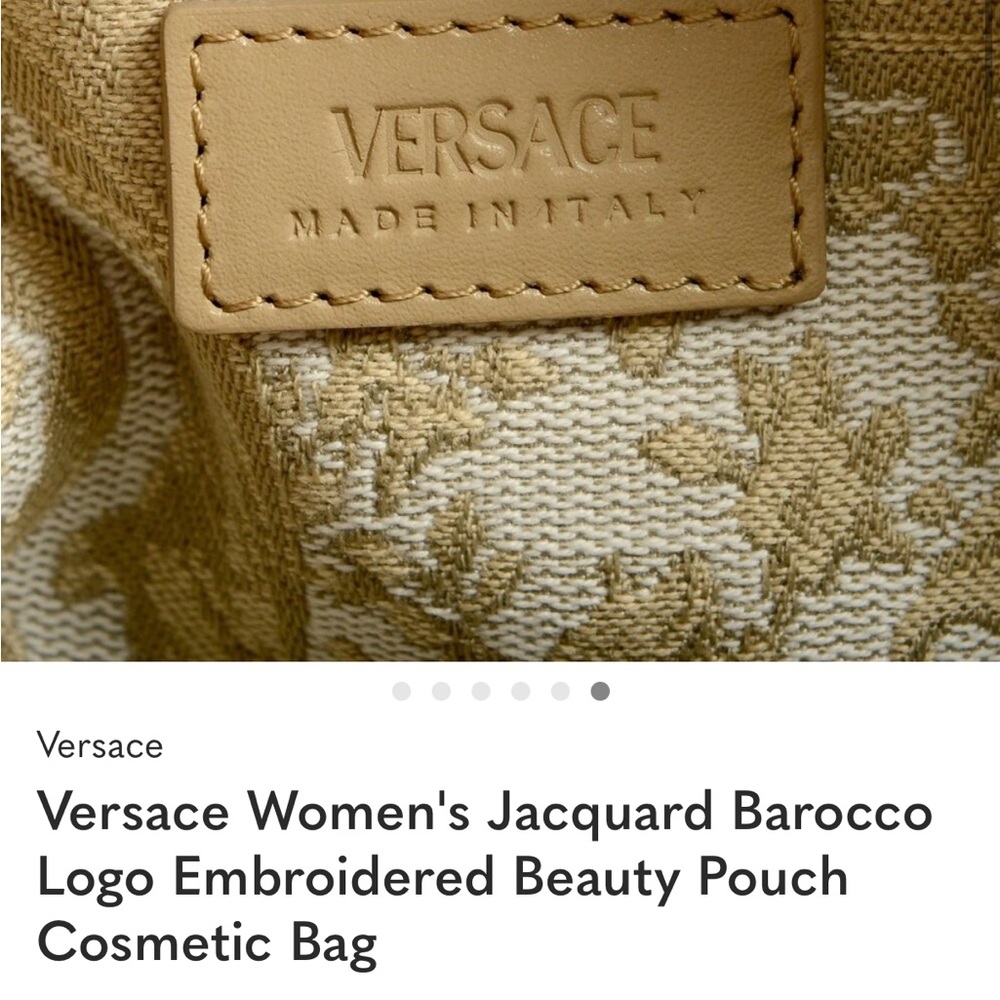 Versace Beige Floral Logo Cosmetic Pouch with Black Dust Bag - Picture 6 of 12